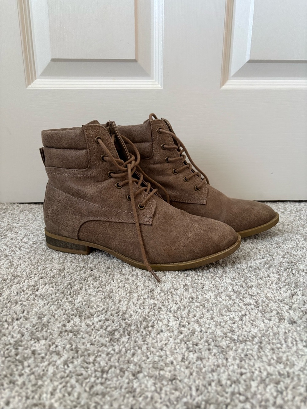 JustFab Brown Lace-Up Ankle Boots